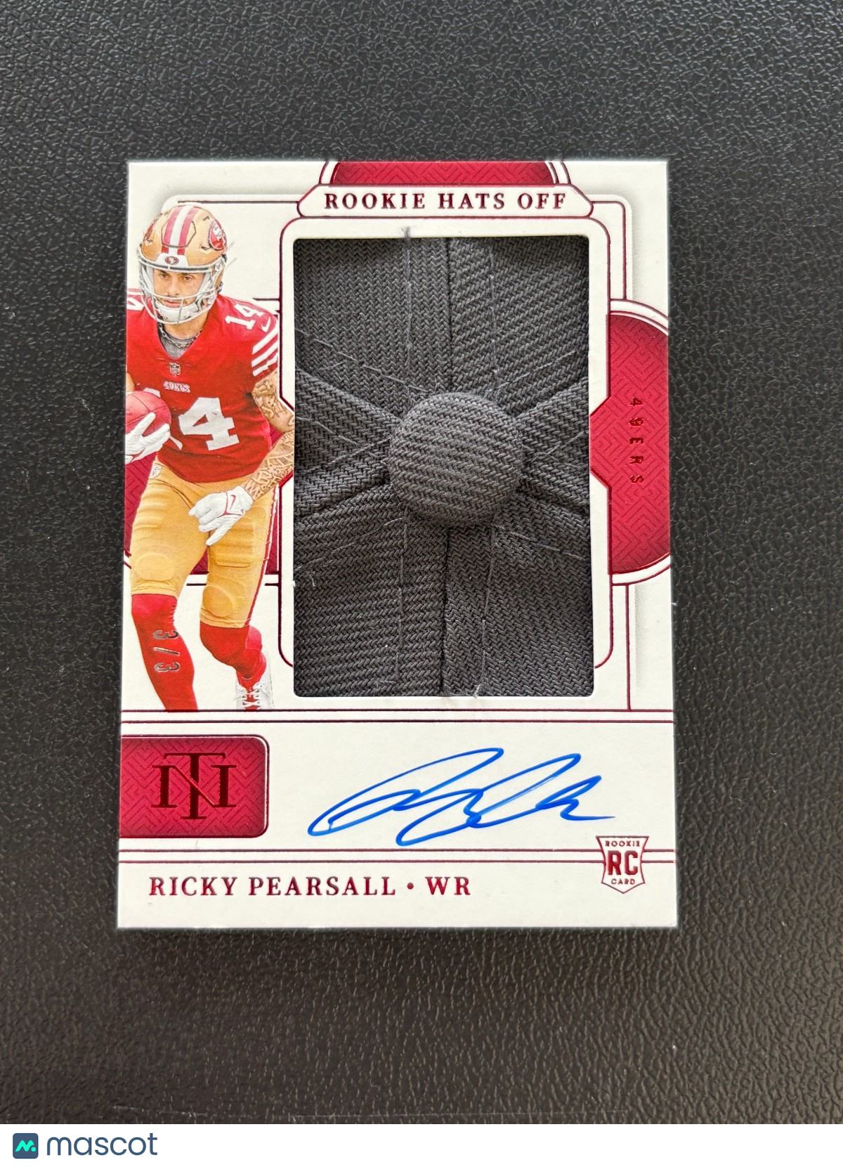 Ricky Pearsall 2024 National Treasures Auto Autograph Hats Off RC SF 49ers 3/3
