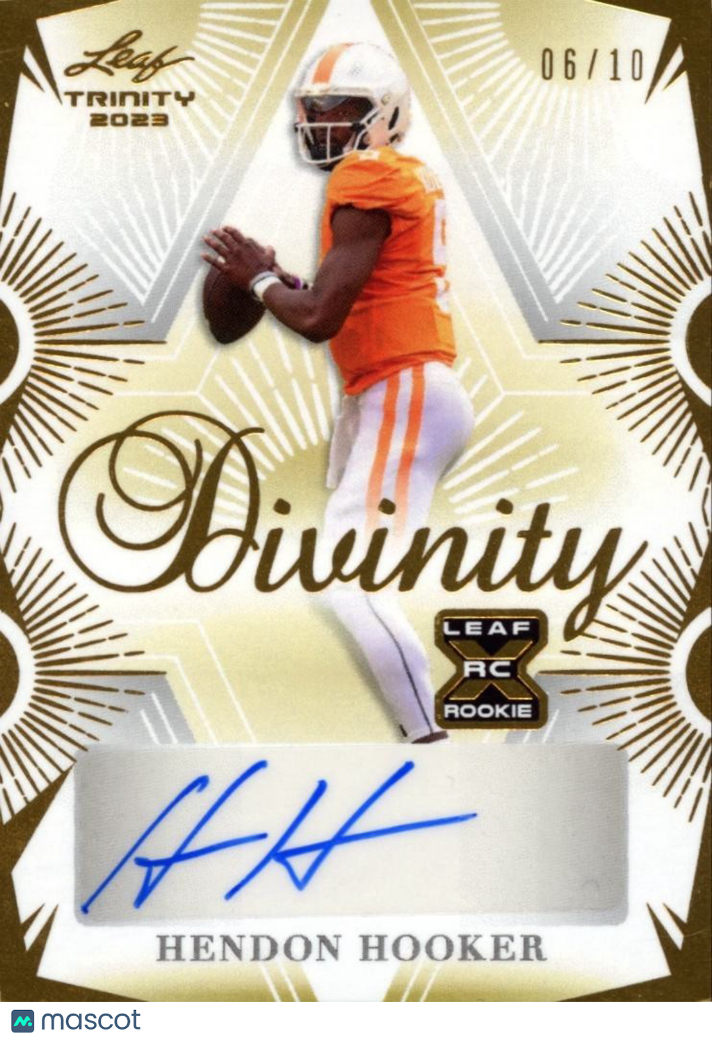 Hendon Hooker 2023 Leaf Trinity Auto Autograph RC Tennessee Detroit Lions 6/10