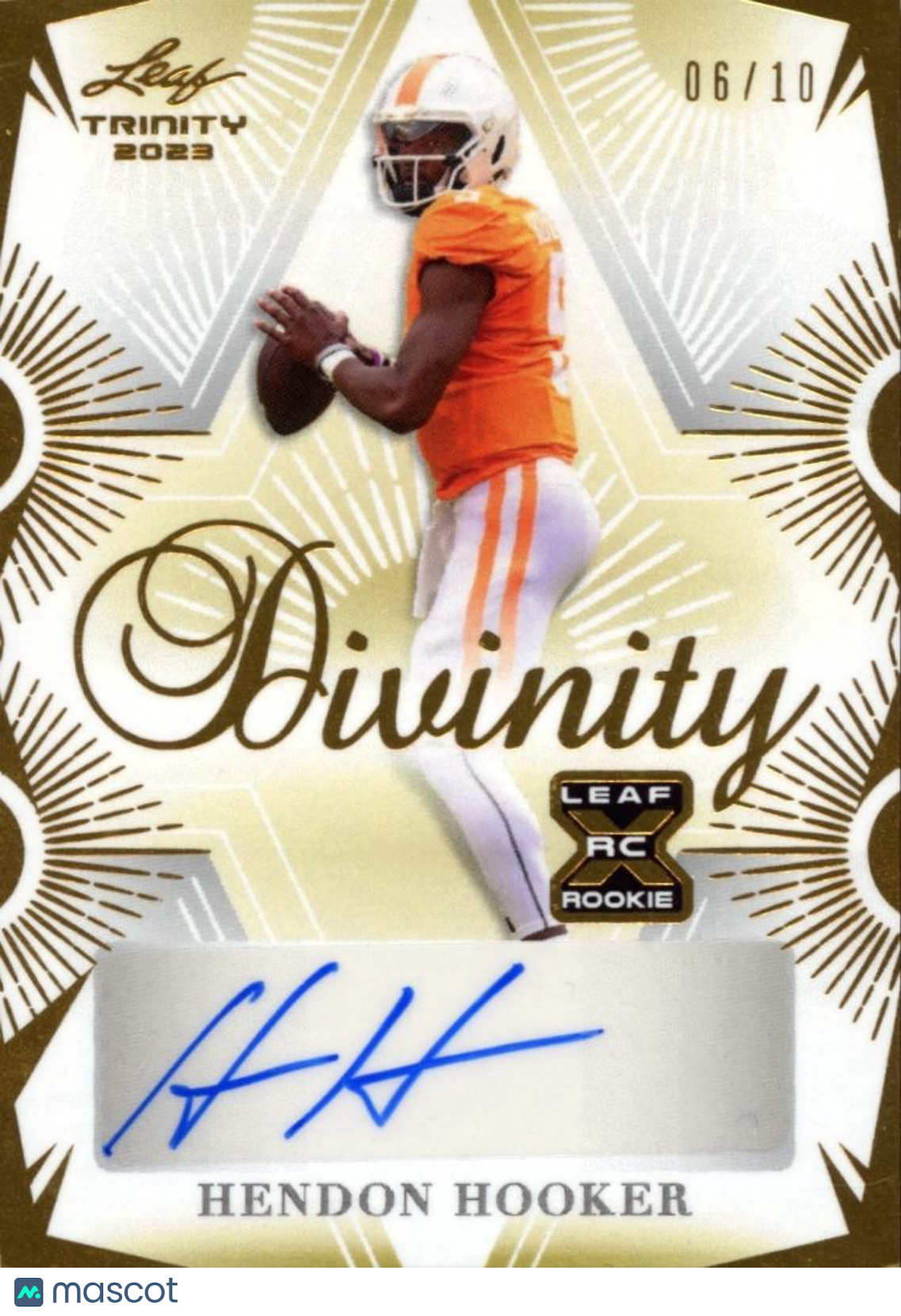 Hendon Hooker 2023 Leaf Trinity Auto Autograph RC Tennessee Detroit Lions 6/10