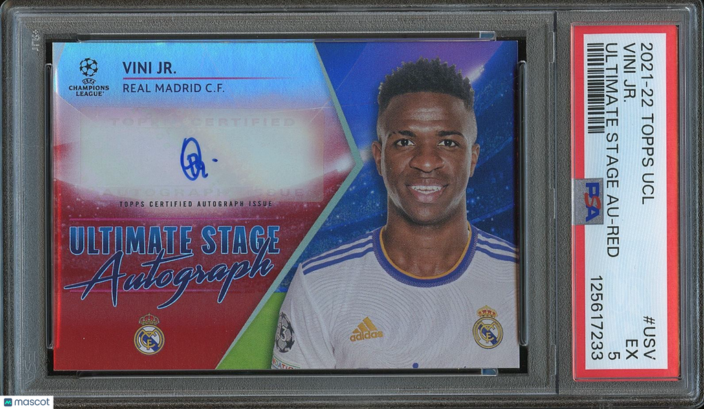 Vini Jr. 2021-22 Topps UCL Auto Autograph RED SSP Real Madrid 4/5 PSA 5
