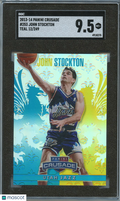 John Stockton 2013-14 Panini Crusade Teal Utah Jazz JERSEY NUMBER 12/249 SGC 9.5