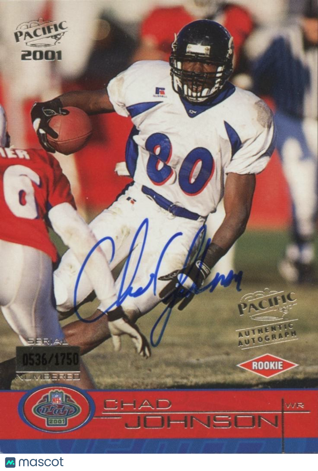 Chad Johnson 2001 Pacific On Card Auto Autograph RC Cincinnati Bengals /1750