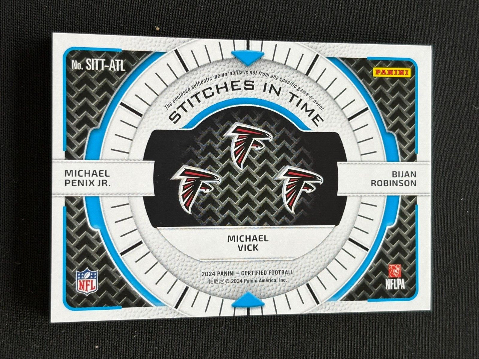 Michael Penix / Bijan / Michael Vick Certified Laundry Tag Patch Falcons 10/20
