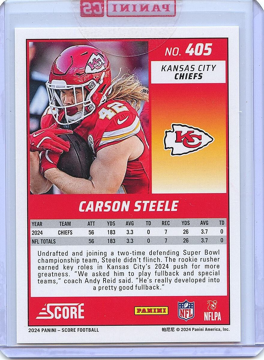 Carson Steele 2024 Score Mystery Redemtion SSP Rookie RC Kansas City Chiefs #405
