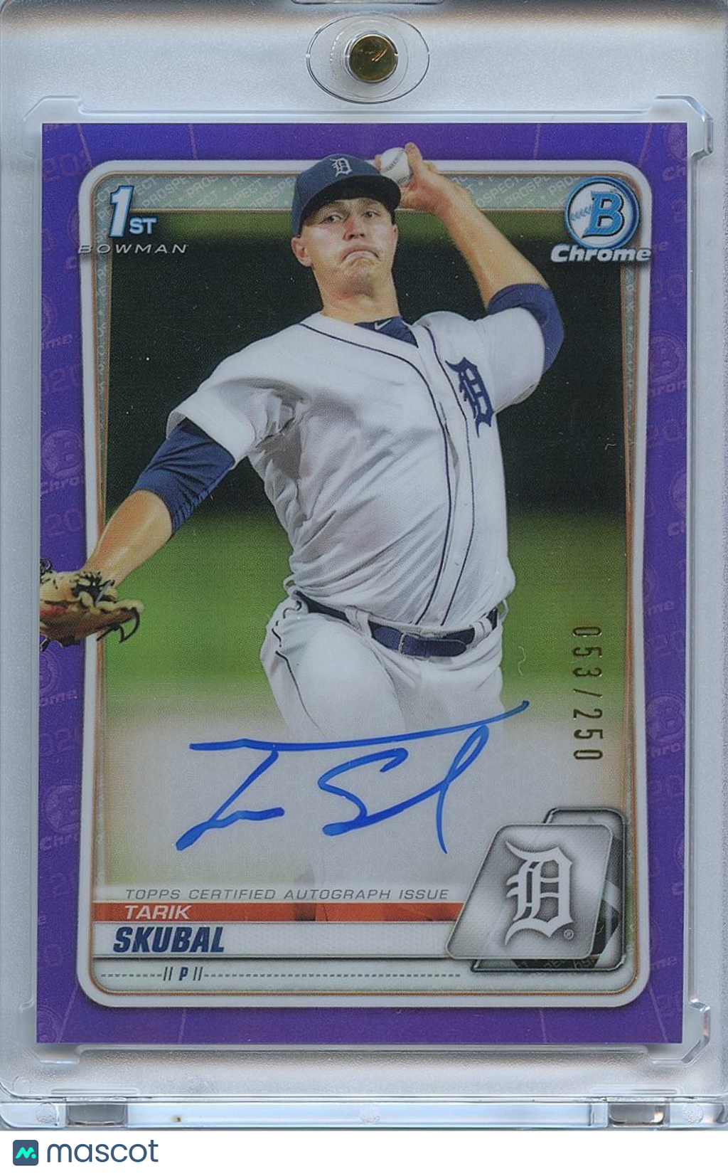 Tarik Skubal 2020 Bowman Chrome 1st Purple Auto Autograph RC Tigers 53/250