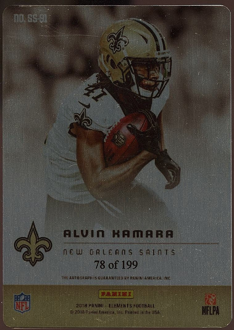 Alvin Kamara 2018 Elements On Card Auto Autograph New Orleans Saints 78/199