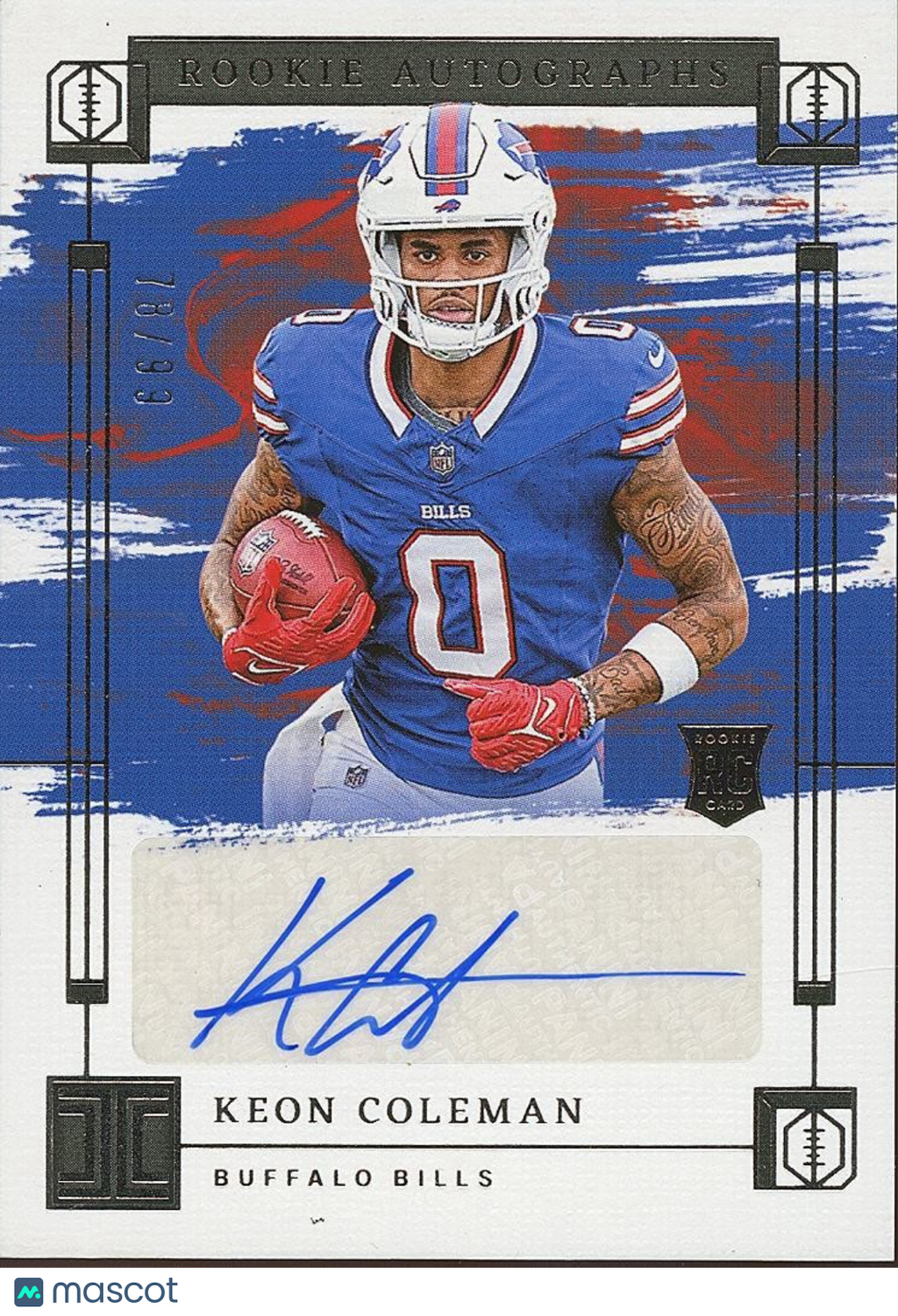 Keon Coleman 2024 Impeccable Auto Autograph RC Rookie Buffalo Bills 78/99