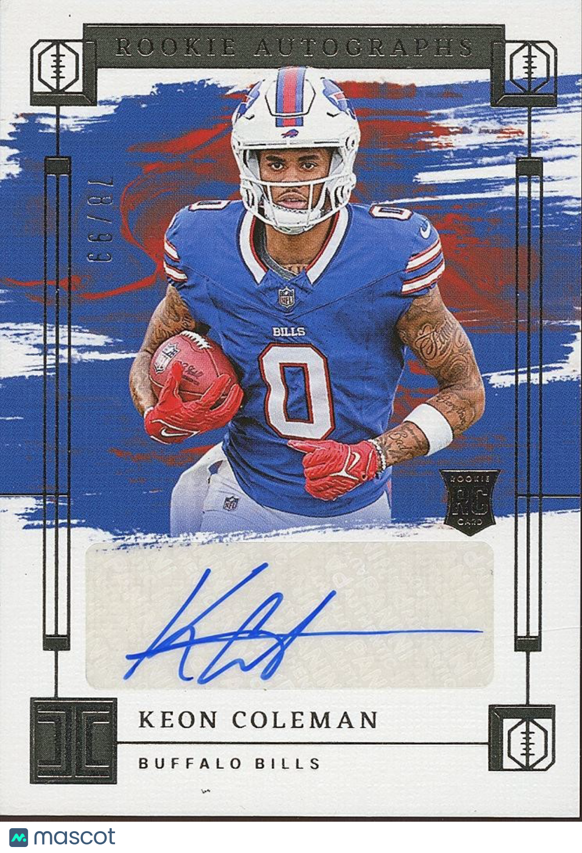 Keon Coleman 2024 Impeccable Auto Autograph RC Rookie Buffalo Bills 78/99