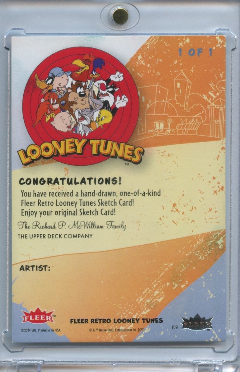 Bugs Bunny 2024 Fleer Retro Looney Tunes 1/1 Sketch Card One of One