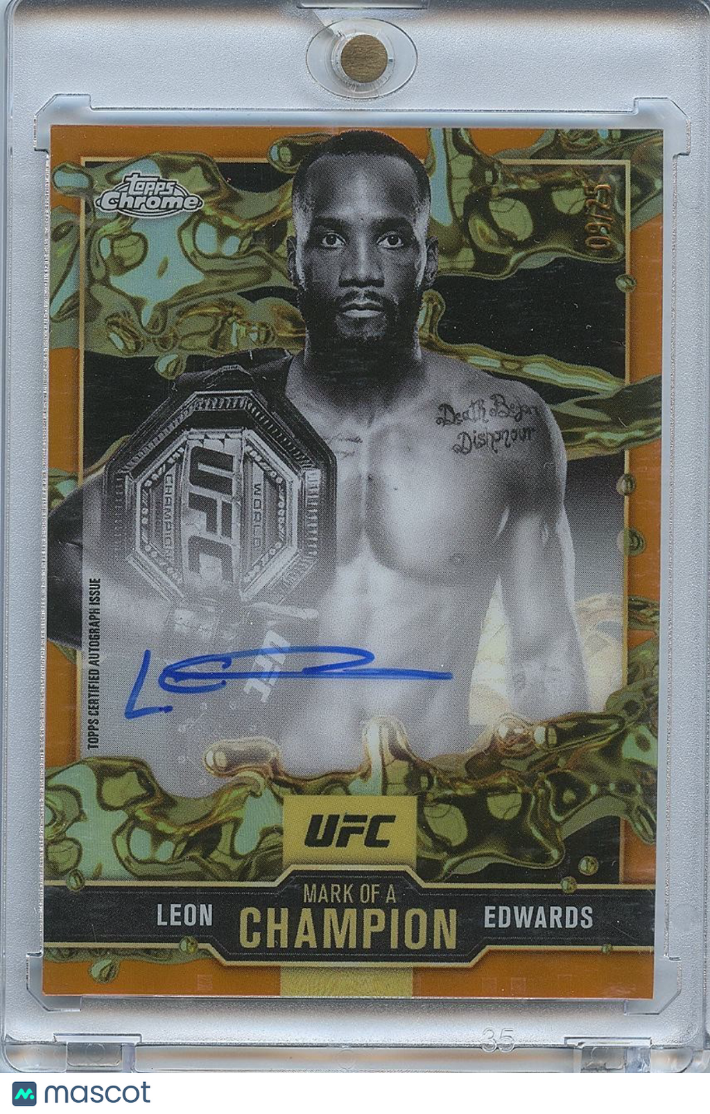 Leon Edwards 2025 Topps Chrome Orange Refractor Auto Autogaph UFC MMA 9/25