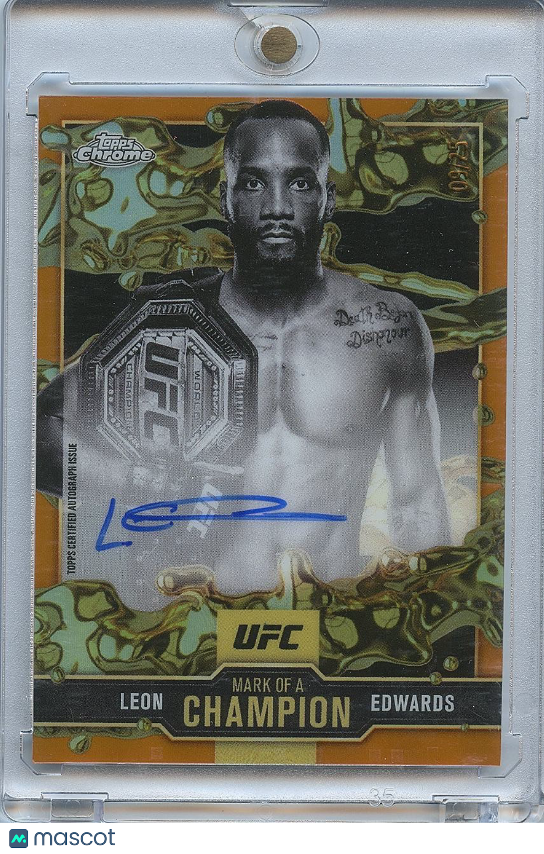 Leon Edwards 2025 Topps Chrome Orange Refractor Auto Autogaph UFC MMA 9/25