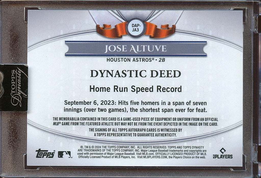 Jose Altuve 2024 Topps Dynasty Auto Autograph Game Worn Patch Astros 6/10