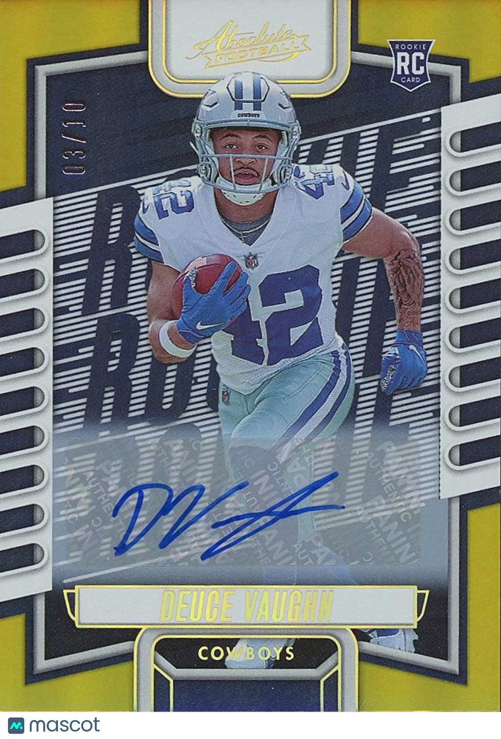 Deuce Vaughn 2023 Absolute GOLD Auto Autograph Rookie RC Dallas Cowboys 3/10