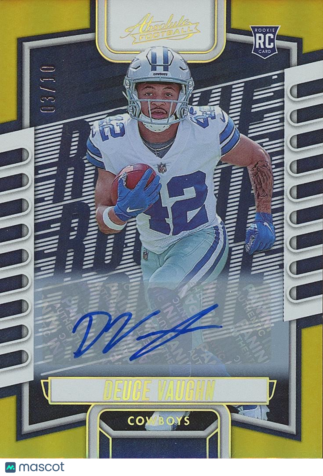 Deuce Vaughn 2023 Absolute GOLD Auto Autograph Rookie RC Dallas Cowboys 3/10