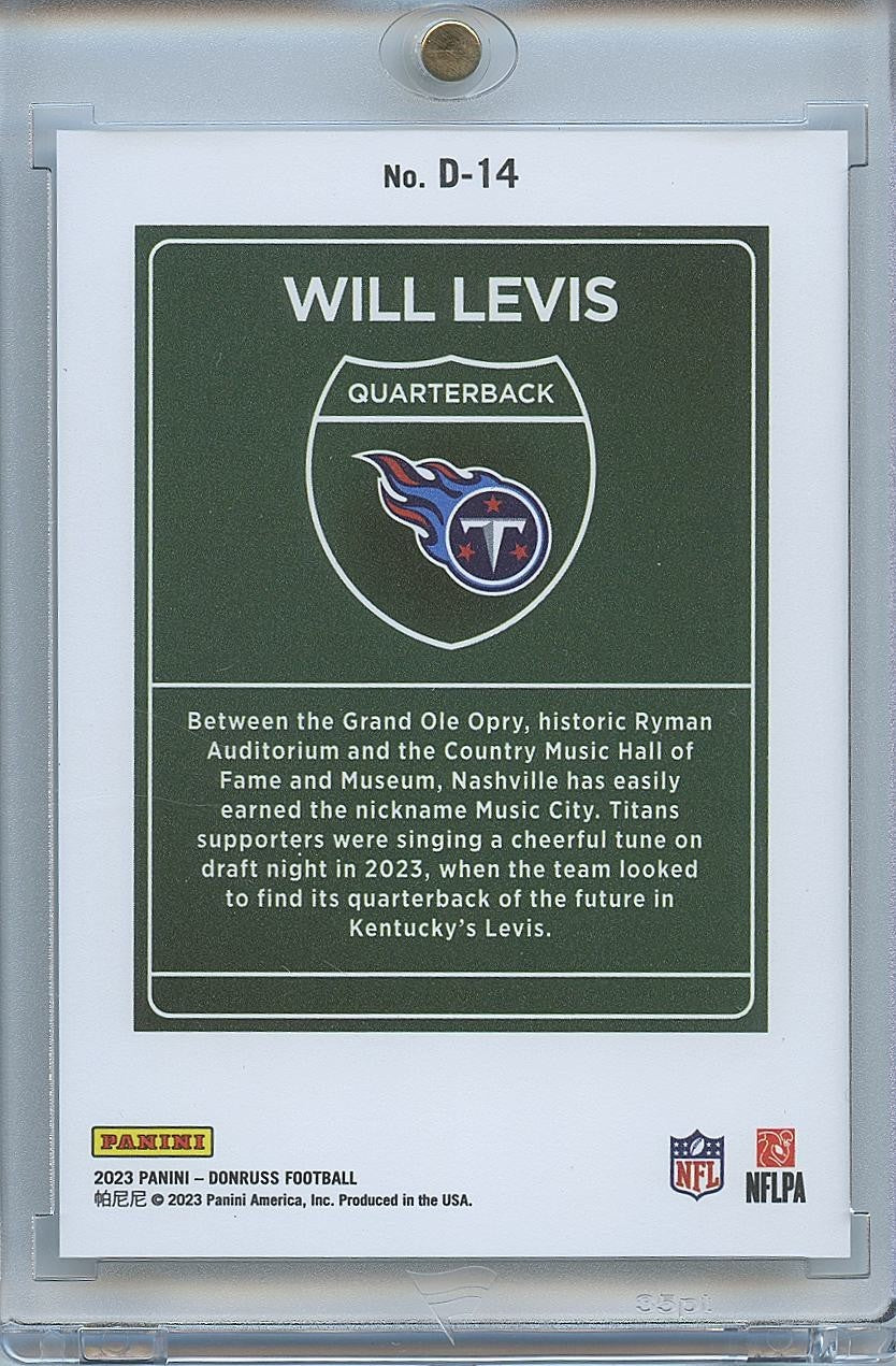 Will Levis 2023 Donruss Downtown SSP CASE HIT Rookie Tennessee Titans