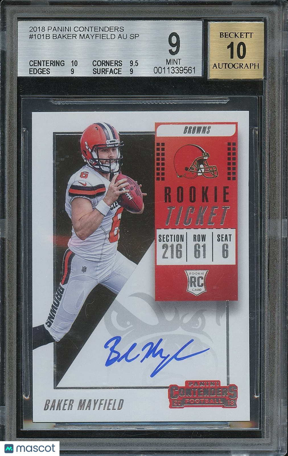 Baker Mayfield 2018 Contenders Variation Auto Autograph RC Browns #101B BGS 9