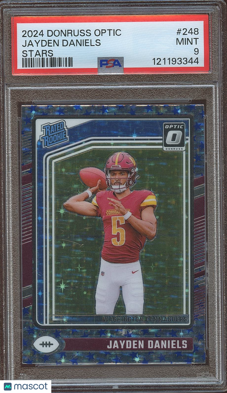 Jayden Daniels 2024 Optic Rated Rookie Blue Stars RC Washington Commanders PSA 9