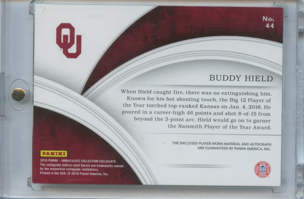 Buddy Hield 2016 Immaculate Auto Autograph Patch RC Oklahoma Sooners 2/10