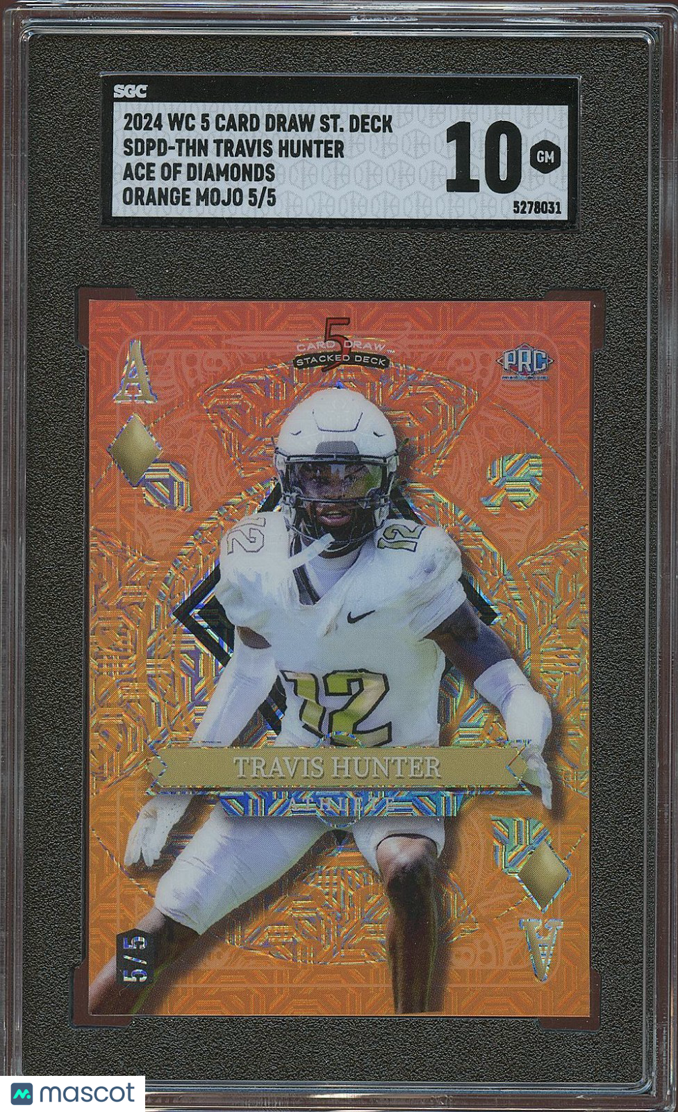Travis Hunter 2024 Wild Card Orange Mojo Rookie RC Colorado Jaguars 5/5 SGC 10