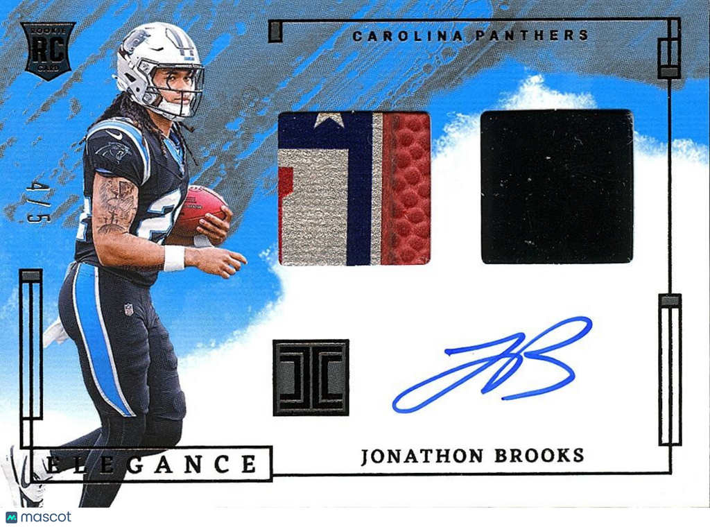 Jonathon Brooks 2024 Impeccable Autograph NFL Shield Logo Patch RC Panthers 4/5