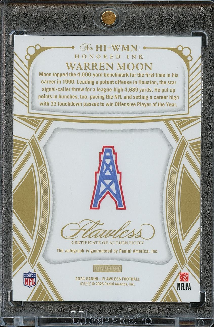 Warren Moon 2024 Flawless Honored Ink Auto Autograph Houston Oilers Titans 4/15