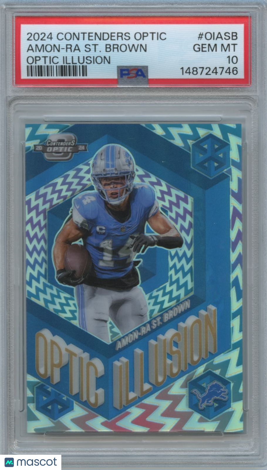 Amon-Ra St. Brown 2024 Contenders Optic Illusion SSP CASE HIT Lions PSA 10