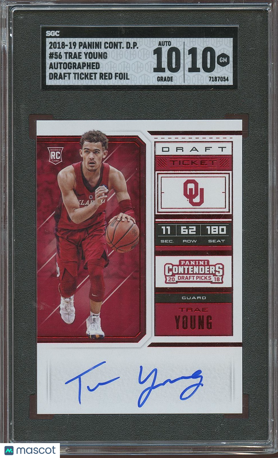 Trae Young 2018-19 Contenders Red Auto Autograph RC Oklahoma Sooners BGS 10 10