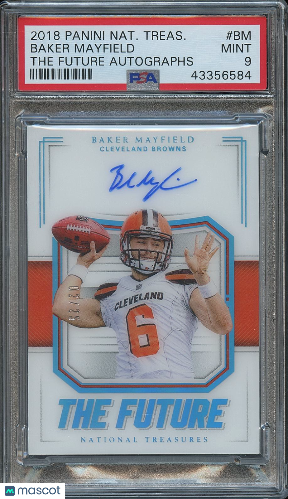 Baker Mayfield 2018 National Treasures Auto Autograph Rookie Browns 2/25 PSA 9