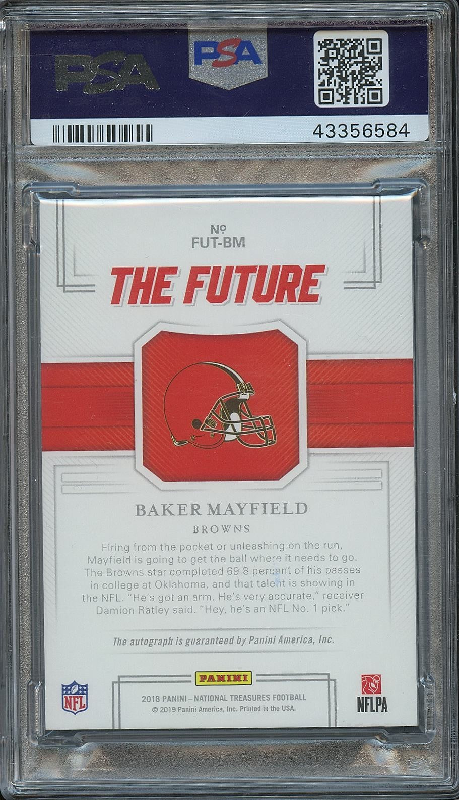 Baker Mayfield 2018 National Treasures Auto Autograph Rookie Browns 2/25 PSA 9