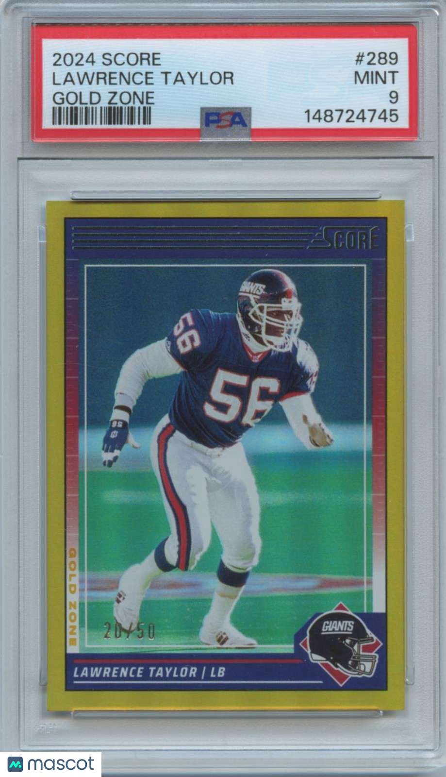 Lawrence Taylor 2024 Score GOLD Zone New York Giants 20/50 PSA 9