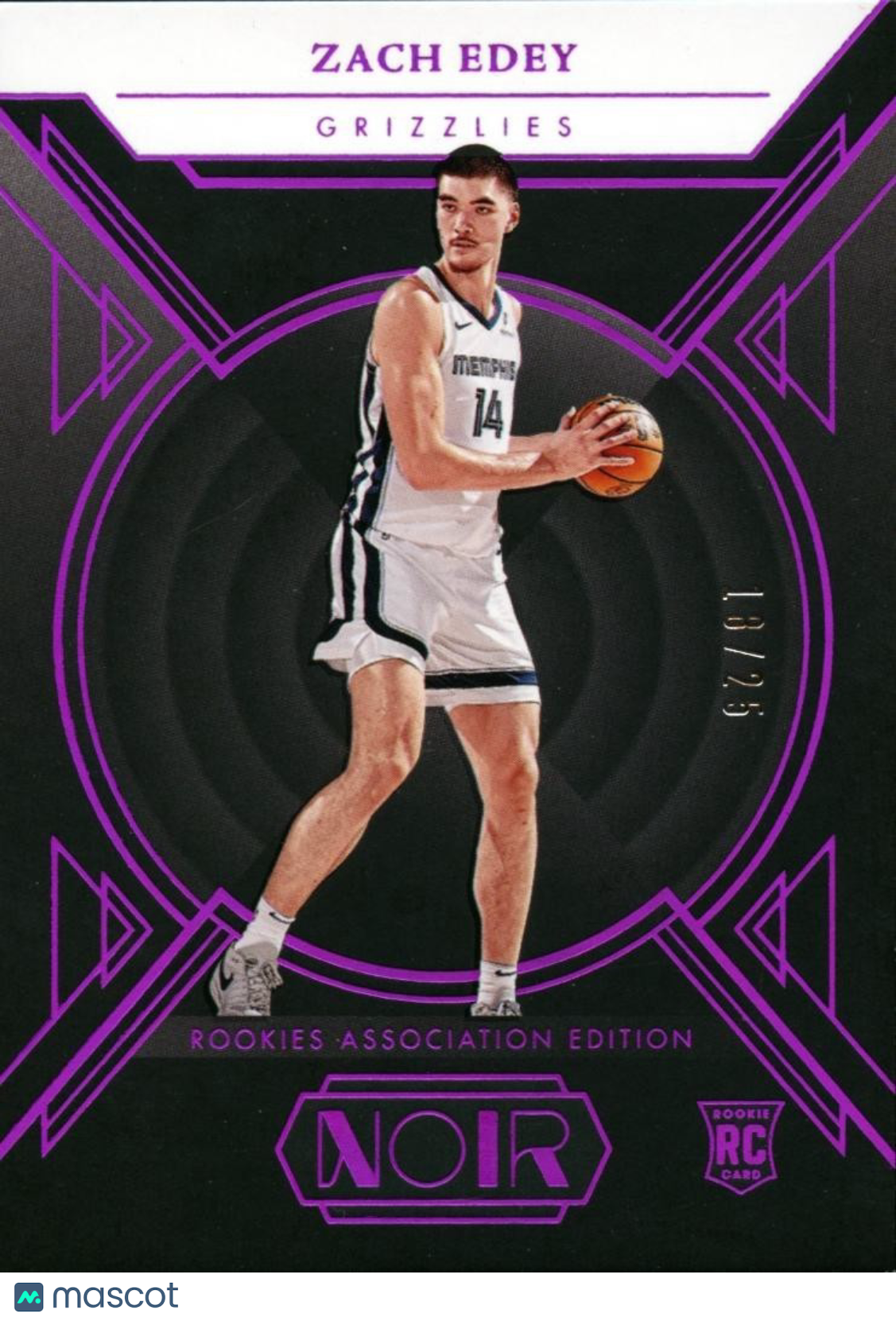 Zach Edey 2024-25 NOIR Purple Rookie RC SSP Memphis Grizzlies 18/25 #170