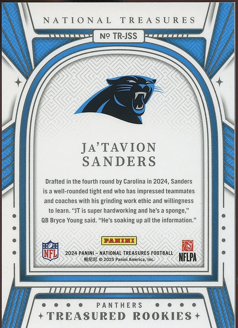 Ja'Tavion Sanders 2024 National Treasures Rookie RC Carolina Panthers 4/25