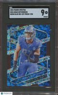 Aidan Hutchinson 2024 Spectra Neon Blue Prizm Die-Cut Detroit Lions 7/50 SGC 9