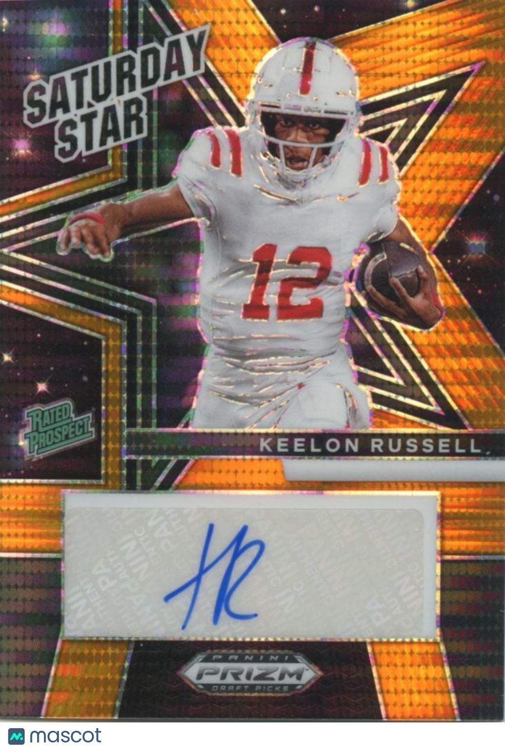 Keelon Russell 2025 Prizm Draft Auto Autograph RC Orange Alabama 49/75