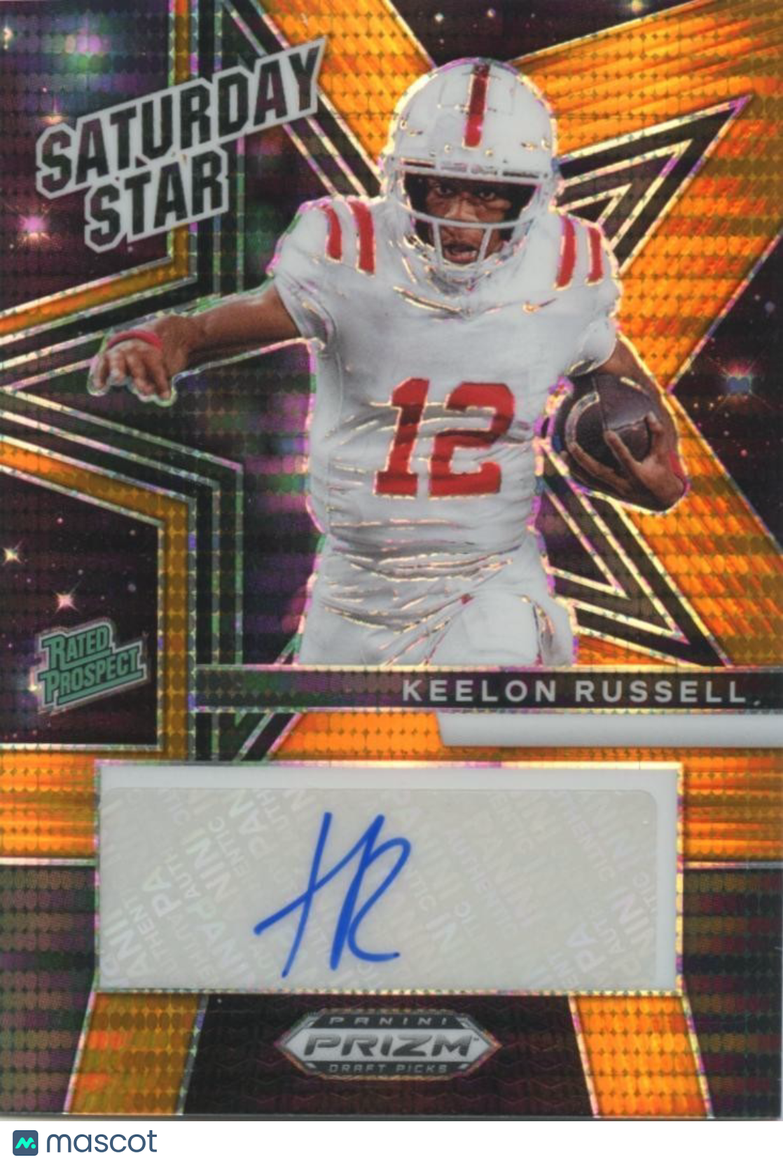 Keelon Russell 2025 Prizm Draft Auto Autograph RC Orange Alabama 49/75