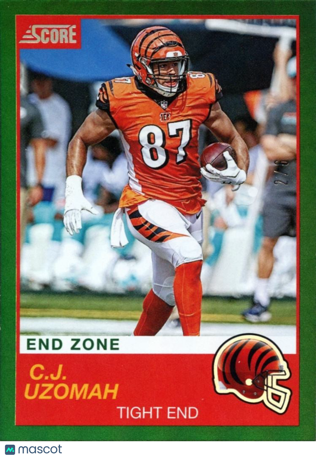 C.J. Uzomah 2019 Score End Zone Green SSP Cincinnati Bengals 2/6 #96