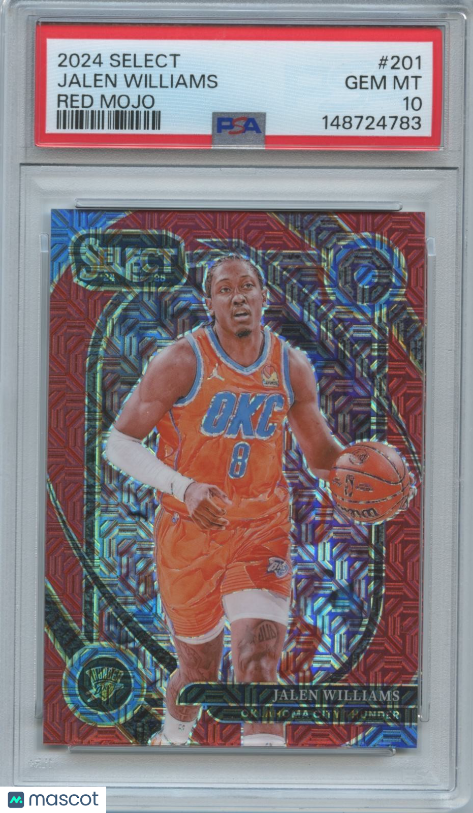 Jalen Williams 2024-25 Select Courtside Red Mojo Prizm OKC Thunder 13/20 PSA 10