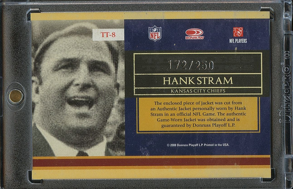 Hank Stram 2008 Classics Game Worn Patch Kansas City Chiefs 172/250