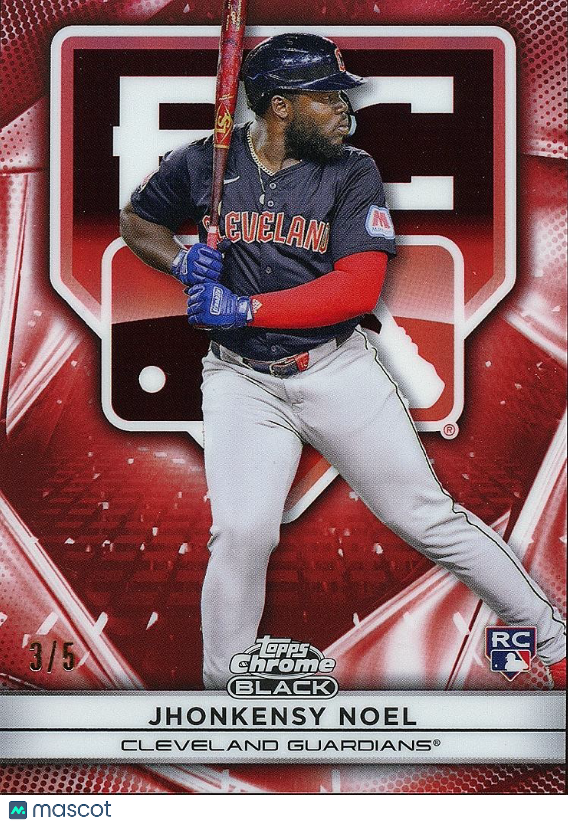 Jhonkensy Noel 2025 Topps Chrome Black RED Refractor RC Rookie Guardians 3/5