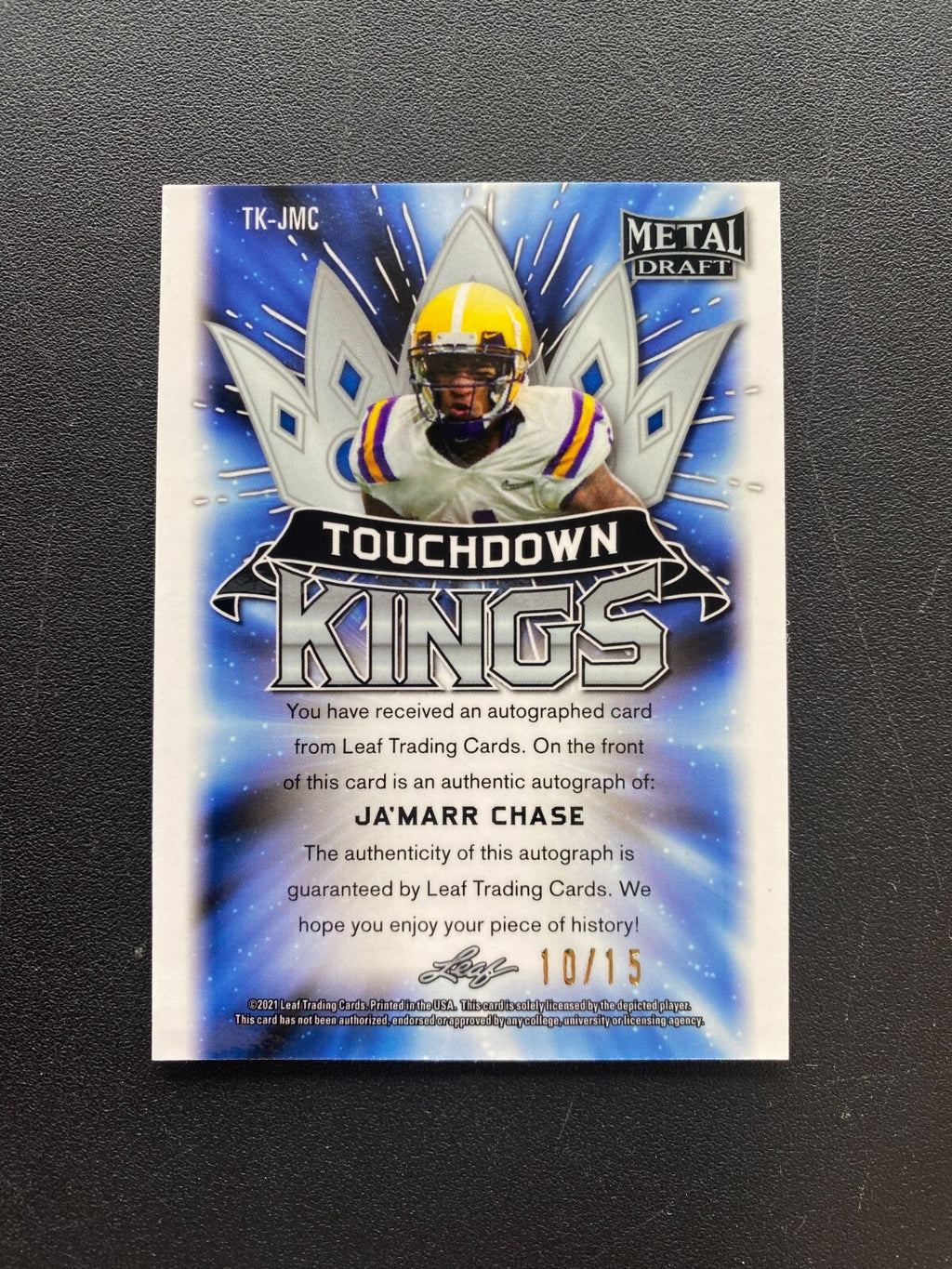 Ja'Marr Chase 2021 Leaf Metal Auto Autograph RC Rookie LSU Tigers Bengals 10/15