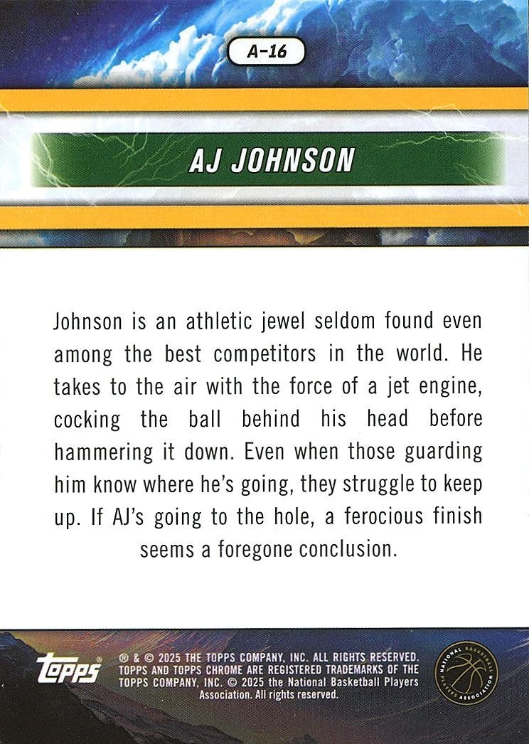 AJ Johnson 2025 Topps Chrome Advisory RC SSP CASE HIT Milwaukee Bucks
