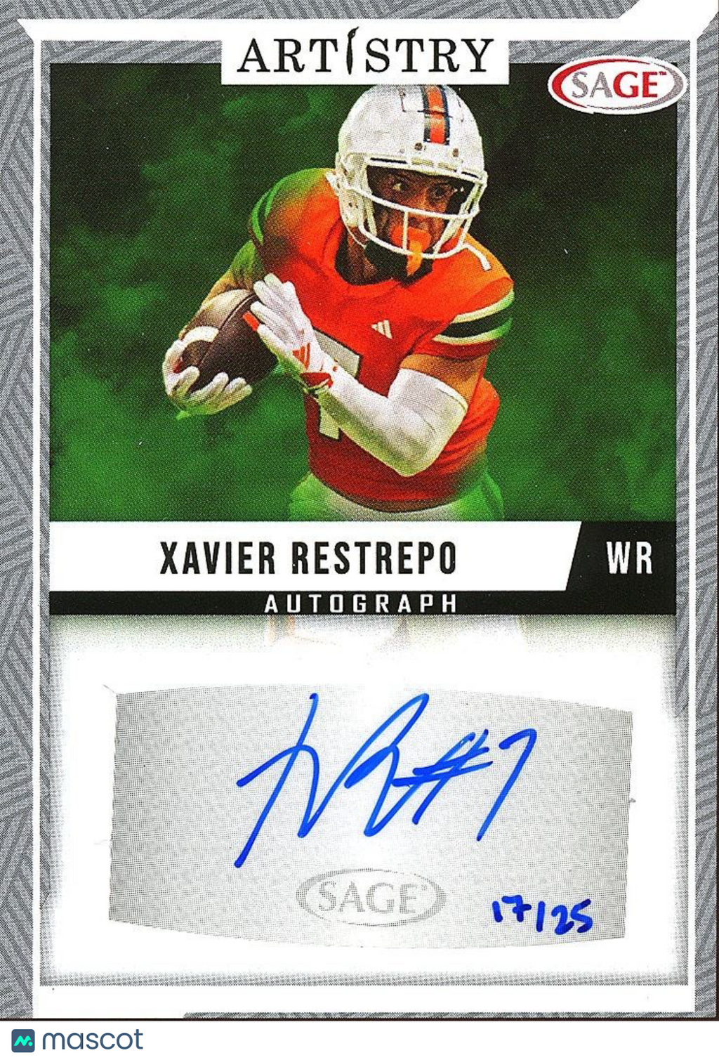 Xavier Restrepo 2025 SAGE HIT Auto Autograph RC Miami Hurricanes Titans 17/25