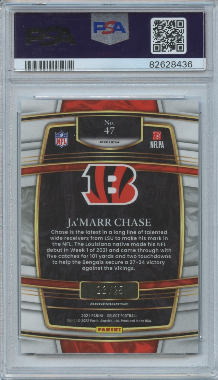 Ja'Marr Chase 2021 Select Blue Disco Prizm Rookie RC Bengals 23/25 PSA 10