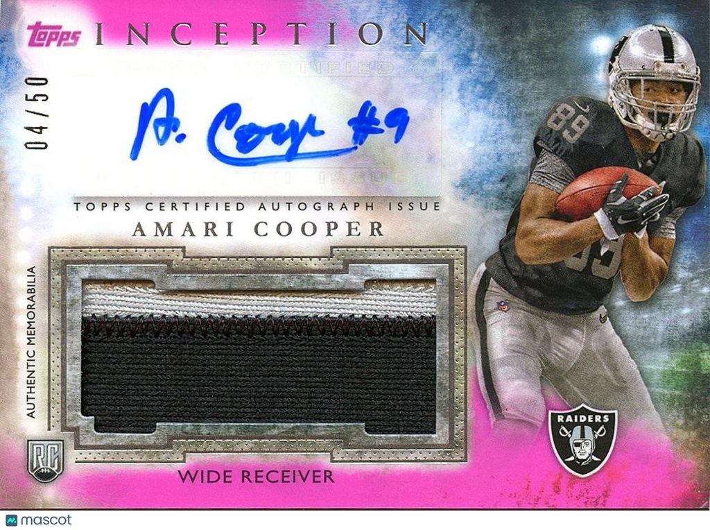 Amari Cooper 2015 Topps Inception Auto Autograph Patch RC Oakland Raiders 4/50