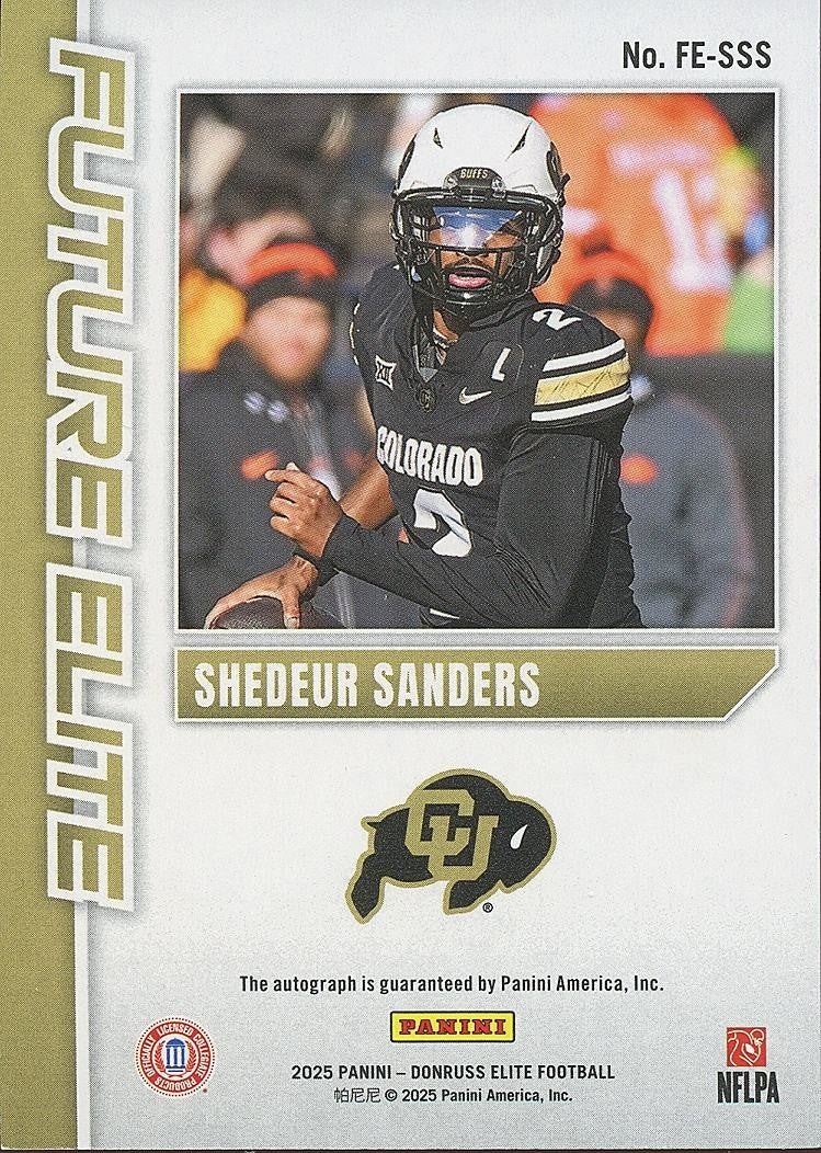 Shedeur Sanders 2025 Elite NIL Auto Autograph Rookie RC Colorado Buffaloes 44/99