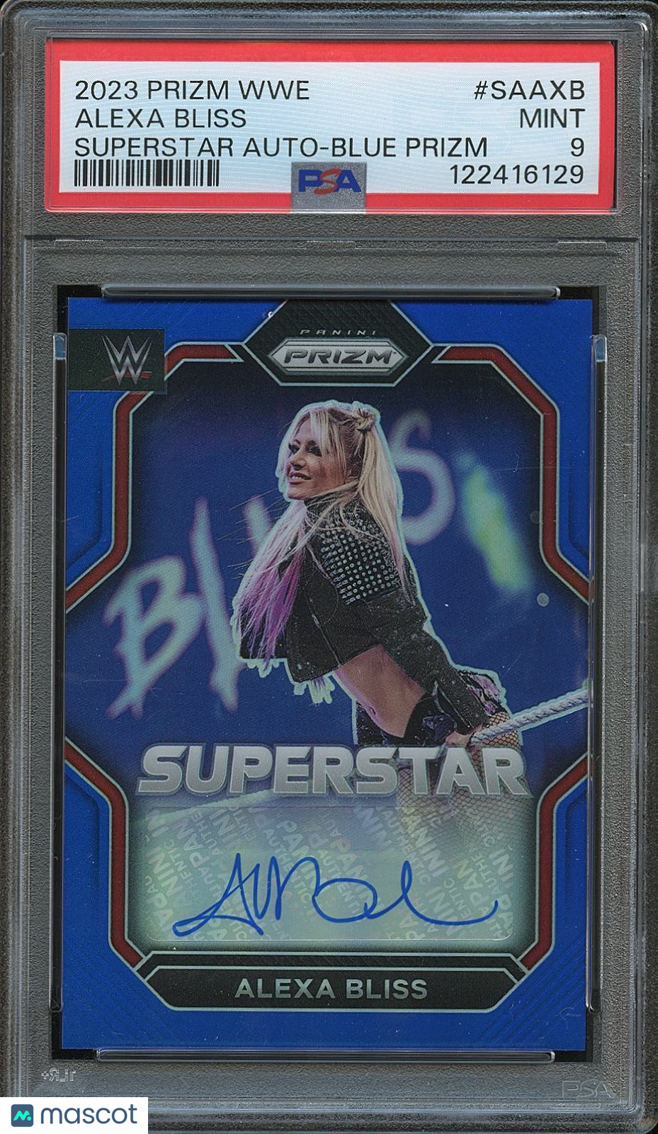 Alexa Bliss 2023 Prizm Blue Auto Autograph Superstar WWE Wrestling 36/49 PSA 9