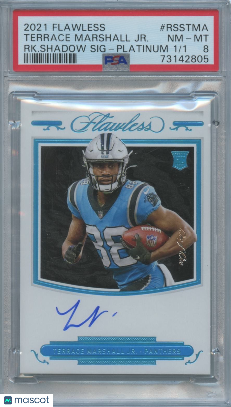 Terrace Marshall Jr. 2021 Flawless Auto Autograph RC Carolina Panthers 1/1 PSA 8