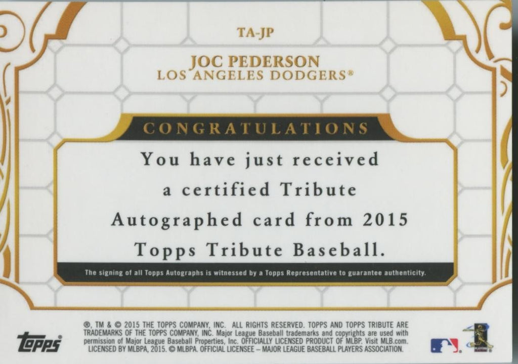 Joc Pederson 2015 Topps Tribute GOLD Auto Autograph RC Rookie LA Dodgers 5/25