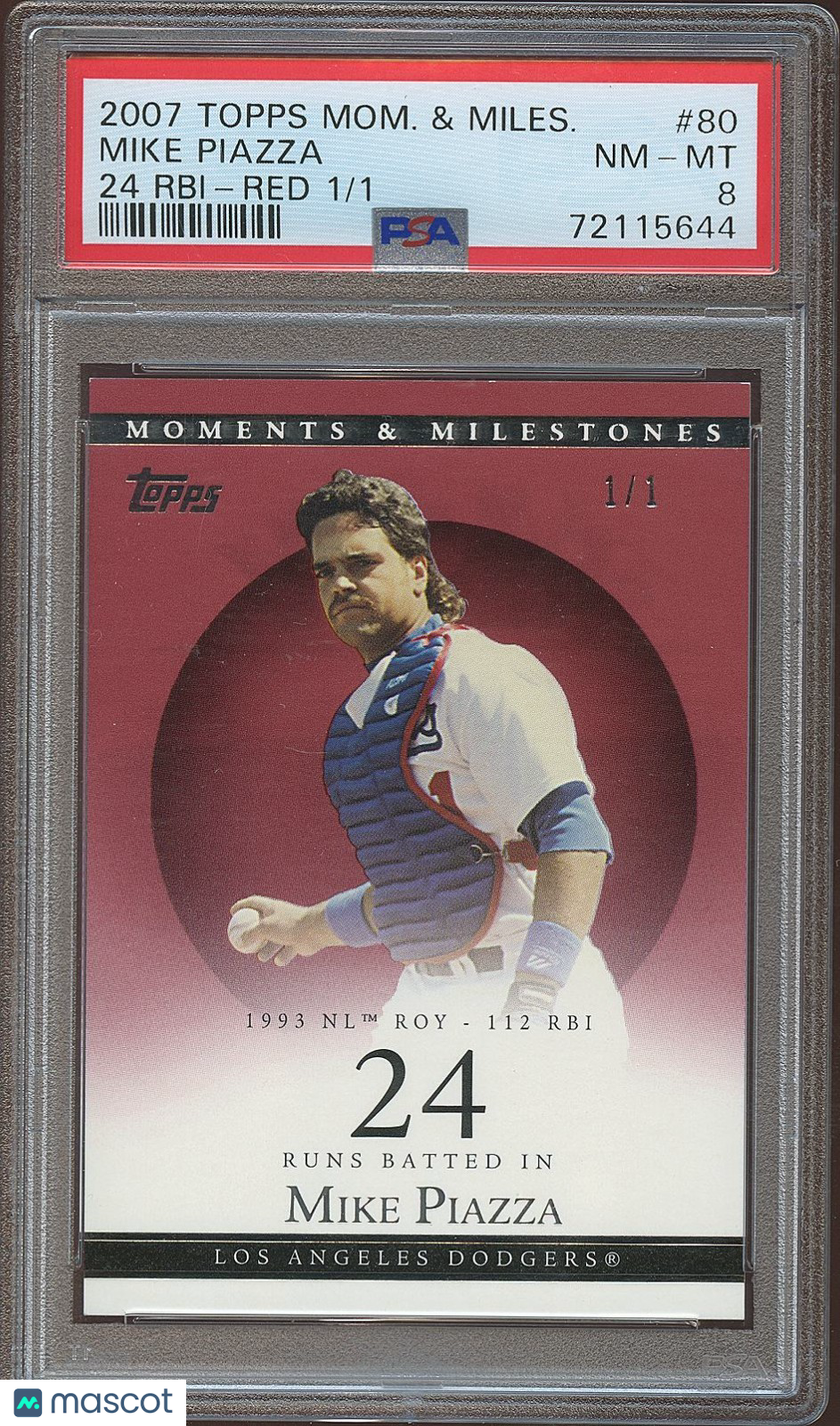 Mike Piazza 2007 Topps Moments & Milestones RED 1/1 New York Mets PSA 8