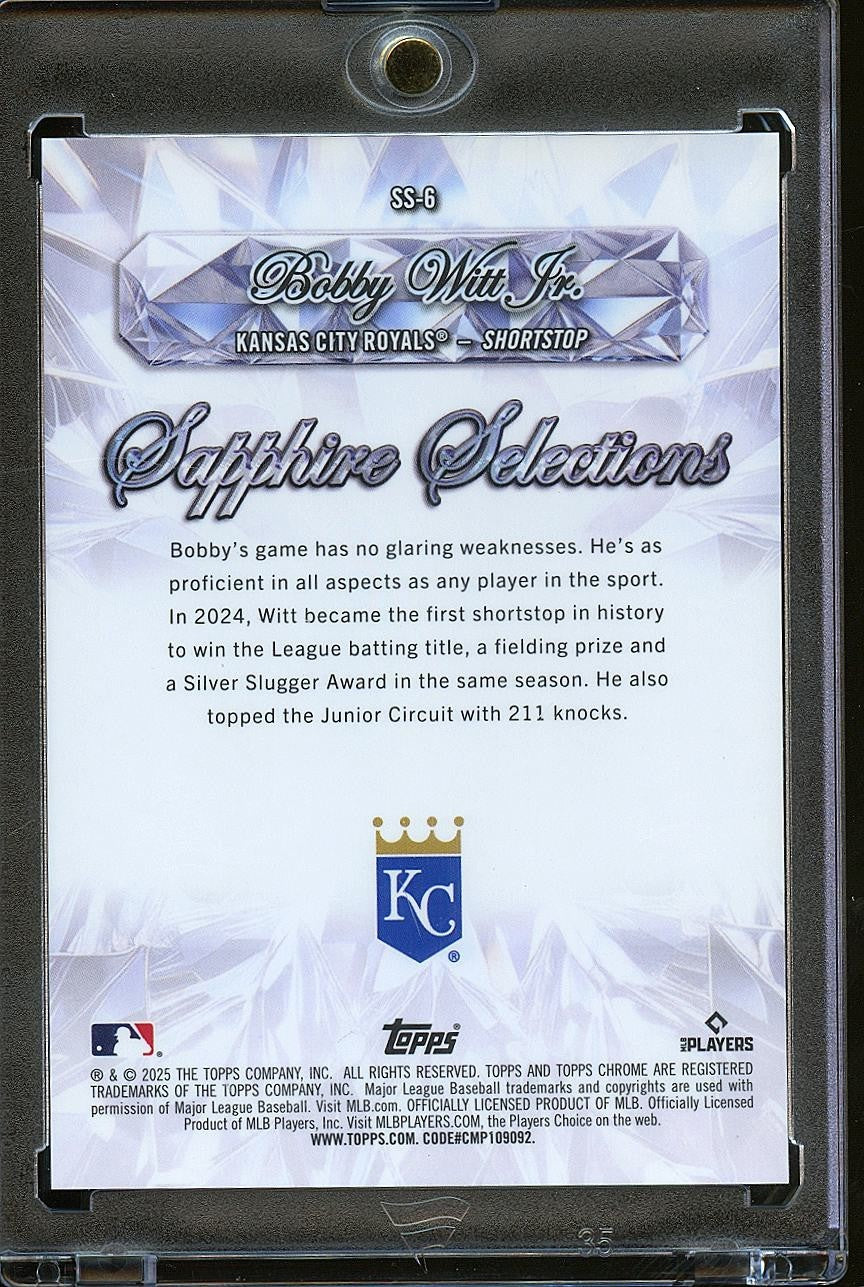 Bobby Witt Jr. 2025 Topps Chrome Sapphire Selections Black Refractor Royals /10